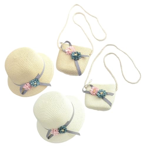 CATIEBYE 2 Sätze Mädchen Strandhut Set mit Passender Tasche Blüten Strohhut Handtasche für Sommer für Kleine Prinzessinnen um Süß und Auszusehen CATIEBYE 2 Sätze Mädchen Strandhut Set mit Passender Tasche Blüten Strohhut Handtasche für Sommer für Kleine Prinzessinnen um Süß und Auszusehen von CATIEBYE