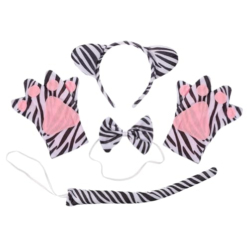CATIEBYE 5stücke Teiliges Tier-kostümset Mit Kopfband Fliege Und Handschuhen Für Halloween Cosplay Und Kostümpartys Unisex Zebra-design Leicht Und CATIEBYE 5stücke Teiliges Tier-kostümset Mit Kopfband Fliege Und Handschuhen Für Halloween Cosplay Und Kostümpartys Unisex Zebra-design Leicht Und von CATIEBYE