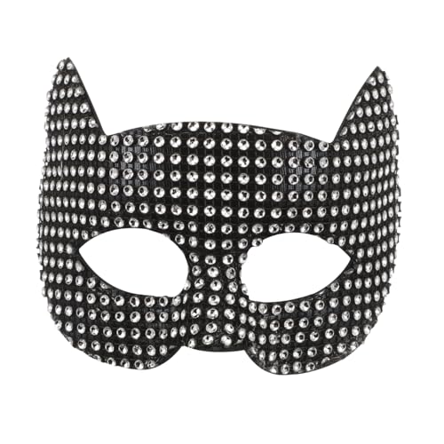 CATIEBYE Halbgesichts Katzenmaske mit Schwarzem Strass Masquerade Cosplay Maske für Frauen und Leicht für Halloween Karneval Festival und Fotoshootings CATIEBYE Halbgesichts Katzenmaske mit Schwarzem Strass Masquerade Cosplay Maske für Frauen und Leicht für Halloween Karneval Festival und Fotoshootings von CATIEBYE