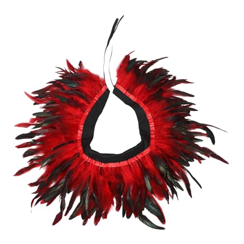 CATIEBYE Luxuriöser Schal Mit Federkragen Für Damen Roter Cosplay-umhang Für Halloween Festival-Accessoire Schal Für Kleid CATIEBYE Luxuriöser Schal Mit Federkragen Für Damen Roter Cosplay-umhang Für Halloween Festival-Accessoire Schal Für Kleid von CATIEBYE
