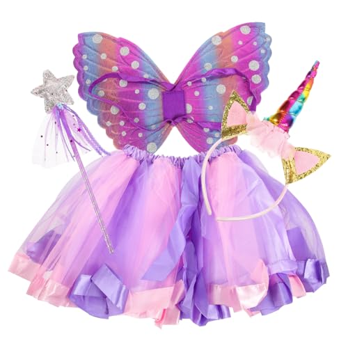 CATIEBYE Mädchen Feen Kostüm Set mit Regenbogen Tüllrock Bunte Flügel Zauberstab und Einhorn Haarreif Leichtes Langlebiges Party und Karnevalskostüm für Vielseitig Einsetzbar bei Feen und CATIEBYE Mädchen Feen Kostüm Set mit Regenbogen Tüllrock Bunte Flügel Zauberstab und Einhorn Haarreif Leichtes Langlebiges Party und Karnevalskostüm für Vielseitig Einsetzbar bei Feen und von CATIEBYE