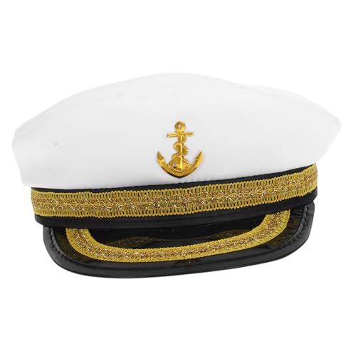 CATIEBYE Weißer Matrosen Hut mit Gestickte Kapitänsmütze für Damen und Herren Modisches Party Accessoire für Karneval Fasching Cosplay und Segelveranstaltungen CATIEBYE Weißer Matrosen Hut mit Gestickte Kapitänsmütze für Damen und Herren Modisches Party Accessoire für Karneval Fasching Cosplay und Segelveranstaltungen von CATIEBYE