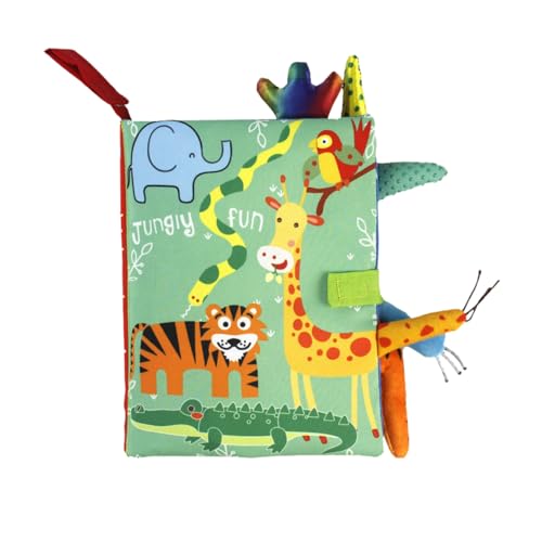 CAVERZ Baby Spielzeug für Neugeborene 6-24 Monate: Weiches Tier-Stoffbuch, Interaktives Fühlbuch, mit Knistereffekt für Jungen & Mädchen, Pädagogisches Sensorik Quiet Book Geschenk, Greifen & Motorik von CAVERZ