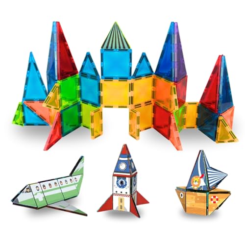CAVERZ Magnetische Bausteine Kinderspielzeug mit 95 Teilen: STEM Bauspielzeug ab 3 Jahre für Jungen und Mädchen Vorschule Lernen Sensorisches Montessori von CAVERZ