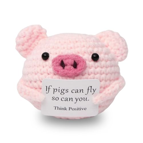 Pocket Hug Positive Geschenke Schwein, Strickwolle Schwein Puppe und Kleine Umarmung Glücksbringer, Glücksbringer Prüfung und Geburtstag Geschenk von CAVERZ