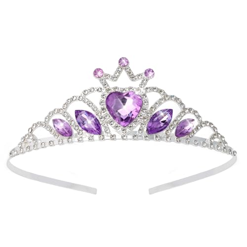 CAVETEE Lila Geburtstagskrone für Frauen, Tiara und Krone Stirnband Happy Birthday Dekorationen für Party Halloween von CAVETEE
