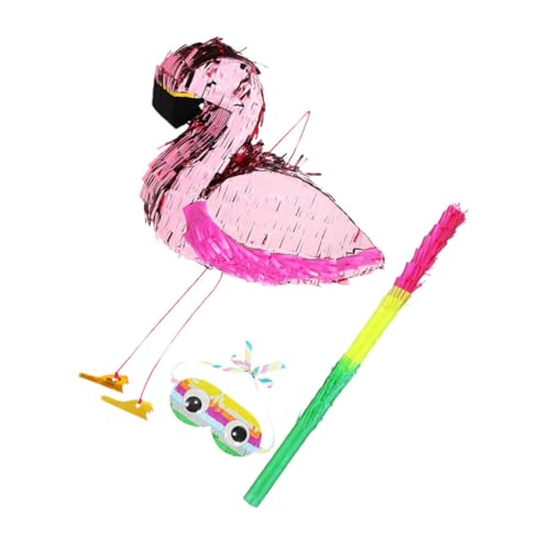 CAXUSD 1 Satz Flamingo Pinata Tropische Piñata Halloween-party-pinata Requisiten Für Flamingo-fotoautomaten -piñata Hawaii-flamingo-partydekorationen Pinata-stick Papier Rosa von CAXUSD