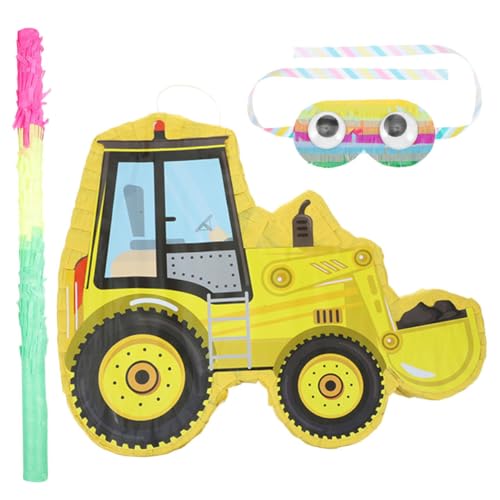 CAXUSD 1 Satz Piñata Bau-Pinata Traktor-Bagger-Pinatas Augenbinden für Kinder Ornament Spielstütze Gastgeschenke LKW Geburtstagsparty liefert Kordelzug Dekorationen Wagen von CAXUSD