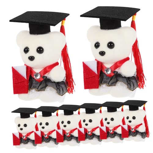 CAXUSD 10 Stück Abschlussbär Plüschfigur und Flauschig Dekorativer Doktorhut für Graduierungsparty Hochwertige Schaumstofffüllung als Partydeko und von CAXUSD