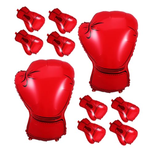 CAXUSD 10 Stück Boxhandschuhe Luftballons Boxpartyballons Themenbezogene Geburtstagsdekorationen Wrestling-partygeschenke Boxgeburtstagsfeierdekorationen Sportballons Rot Aluminiumfolie von CAXUSD