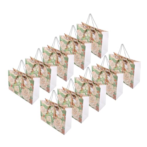 CAXUSD 10 Stück Rosen-Geschenktüte Klarsichtbeutel mit Griff Tragetasche Paket Klare Taschen einkaufstüten geburtstagsgeschenke Multifunktions-Geschenkbeutel Geschenktüten Papier von CAXUSD