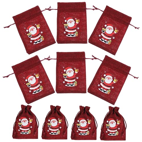 CAXUSD 10 Stück Weihnachtliche Jutebeutel Mit Kordelzug, Party-geschenktüten, Schmuckbeutel, Partygeschenke, Leckerli-Beutel CAXUSD 10 Stück Weihnachtliche Jutebeutel Mit Kordelzug, Party-geschenktüten, Schmuckbeutel, Partygeschenke, Leckerli-Beutel von CAXUSD