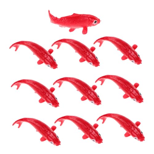 CAXUSD 10 Stück künstliche Fischmodelle Aquarien Dekoration Koi Fische Dekoration Koi Figuren Set Dekorative Fische Koi Dekoration Fischfiguren Mini-Meerestierfiguren aus Kunstharz rot von CAXUSD