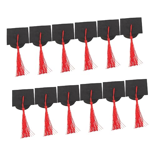 CAXUSD 12 Stück Abschluss-Cupcake-Topper abschlussfeier graduation cap kuchen aufleger slice Hochzeit Grad Kuchendeckel Grad-Mütze-Kuchen-Ornament Party -Kuchen -Dekoration Polyester rot von CAXUSD