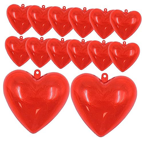 CAXUSD 14 Stück herzförmige Bonbonschachteln Streamer Spiel Jubiläum Dekoration weihnachtsdeko christmas decorations Kunststoffkugel in Herzform herzförmige Kugelverzierungen Plastik rot von CAXUSD