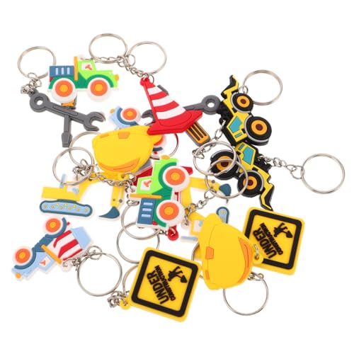 CAXUSD 16 Stück Teiliges PVC Baustellen Schlüsselanhänger mit Bagger Bulldozer Traktor Leichte Anhänger für Rucksack Geburtstagsparty Shower Partygeschenke von CAXUSD