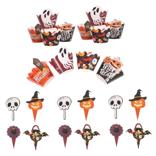 CAXUSD 2 Sätze Spooky Muffin Liners mit Fledermaus Kürbis Spinne für Shower und Partys von CAXUSD