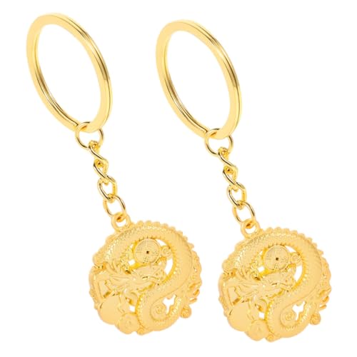 CAXUSD 2 Stück 2024 Jahr des Drachen - Schlüsselanhängers hochzeitslaken wedlock famlyguy Ring Kette Schlüsselanhänger zum Modellieren von Drachen Geldbeutel - Anhänger Zinklegierung Golden von CAXUSD