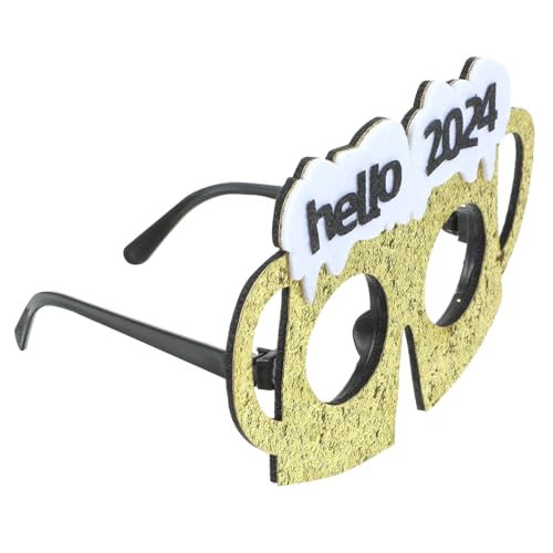 CAXUSD Neujahr Partyzubehör 2024-Dekor Party-Zubehör Party-Brille Party-Brille Requisiten -Party-Brille -Kostüm-Zubehör -Party-Geschenke Bekleidung Vliesstoff Goldpulver Neuheit von CAXUSD