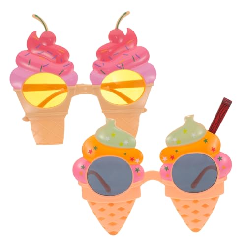 CAXUSD 2St Strandparty-Brille lustige Brille für Erwachsene Eiscreme-Partyzubehör dekorativer Spiegel Plastikgläser Partydekorationen sommerliche Strandbrille empfindlich von CAXUSD