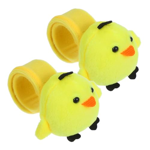 CAXUSD 2st Kleines Huhn-Armband Ausgestopfte Tier-Slap-Bands Entzückendes Handgelenk-schlagband Party-armbänder Flauschige Tierklapparmbänder Bulk-Slap-armbänder Schnapparmband Plüsch von CAXUSD
