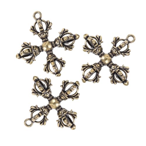 CAXUSD 3 STÜCKE Teiliges Buddhistische Vajra Charms mit Antiker Patina Spiritueller Schutzanhänger für Schlüsselbund Rucksack Handtasche Handgefertigt und Langlebig von CAXUSD