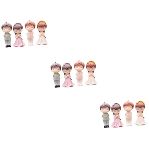 CAXUSD 3 Sätze Paar Puppenschmuck Blumen Pfingstrosen Hochzeit Gefälscht Brautparty Puppenmodell Kuchen Junggesellinnenabschied Liefert Ornamente Figur Bausatz Pvc 2 Paare * 3 von CAXUSD