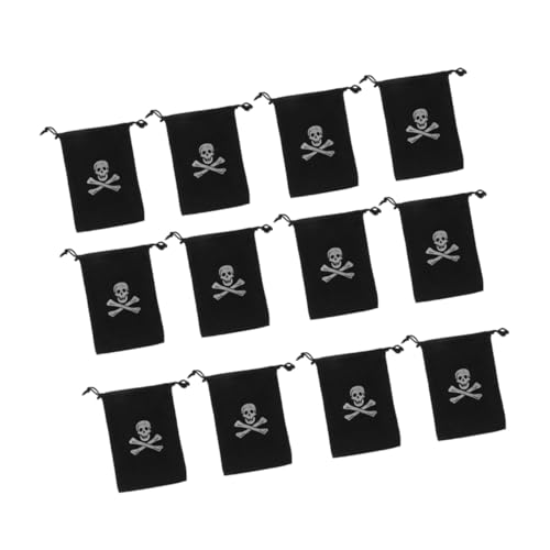 CAXUSD 30 Stück Piraten-aufbewahrungstasche Tasche Halloween-geburtstagsdekorationen Fröhliches Halloween Halloween-requisite Münzbeutel Halloween-kranz Schmuck Black Polyester von CAXUSD