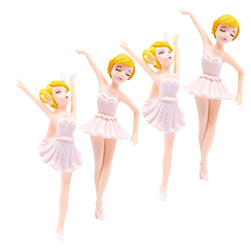 CAXUSD 4 Stück Ballerina-Mädchen Automobilzubehör Auto-Schlüsselanhänger Papierbecher Ornament Kuchendekoration Mädchen Figur Cupcake Dekoration Geburtstagskuchen Statue von CAXUSD