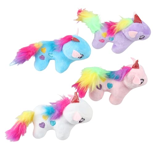 CAXUSD 4 Stück Einhorn Schlüsselanhänger Plüschhandtasche Nähen Plüsch Rucksack Taschenanhänger Charme Ausgestopft Reize Ratte Kette Geldbörsen Ring Spielzeugkorb Zinklegierung von CAXUSD