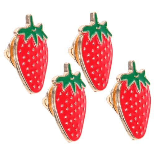 CAXUSD 4 Stück Fruchtbrosche Erdbeerschmuck für -Früchte-Brosche Brosche Abzeichen Erdbeerförmige Brosche kleiner Stift Taschenanhänger Erdbeere Erdbeer-Clips Zinklegierung rot von CAXUSD