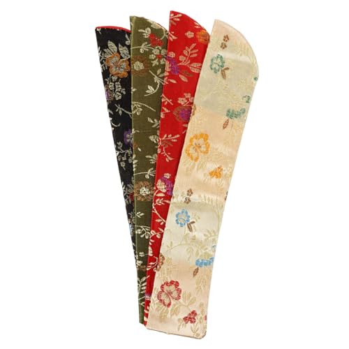 CAXUSD 4 Stück Japanischer Handfächer Schutzhülle Langlebige Faltventilator Tasche mit Elegantem Muster Leichtes Tragbares Fan Sleeve für Fächer Aufbewahrung und Geschenkverpackung von CAXUSD