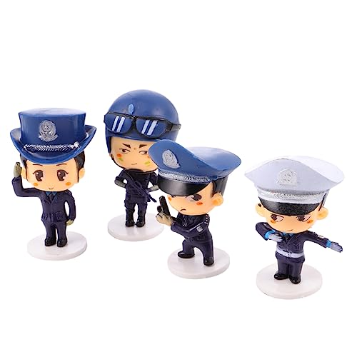 CAXUSD 4 Stück Polizei Figuren Tortendeko aus Umweltfreundlichem Farbecht und Waschbar Stabile Cartoon Figuren für Kindergeburtstag Deko Jungen Mädchen von CAXUSD