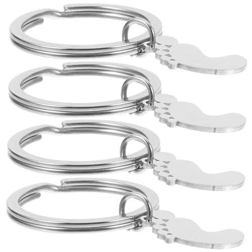 CAXUSD 4 Stück Teiliges Fußabdruck Schlüsselanhänger aus Metall Stilvoller Anhänger zur Babyparty Süßes für Junge Mädchen Dekoration für Taschen und Shower Tisch von CAXUSD