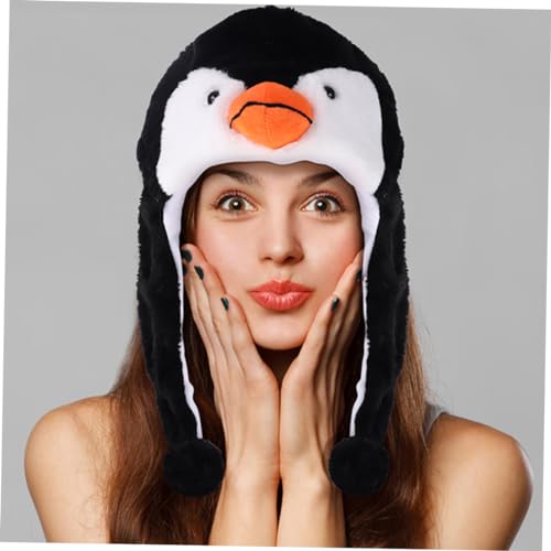 CAXUSD 4 Stück Teiliges Pinguin Kostüm Accessoire Kuschelige Ohrenschützer Mütze Partyhut für Foto Requisiten Karneval Fasching Cosplay Winter Warm und Niedlich von CAXUSD