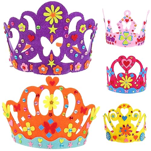 CAXUSD 5 Diy Krone Prinzessinnenkronen Für Kleine Mädchen Prinzessin Geburtstag Diy Strass-tiara Diadem-bastelsets Diy Geburtstag Kleiner Prinz Baby Schal Kind Kleidung Nicht Gewebt von CAXUSD