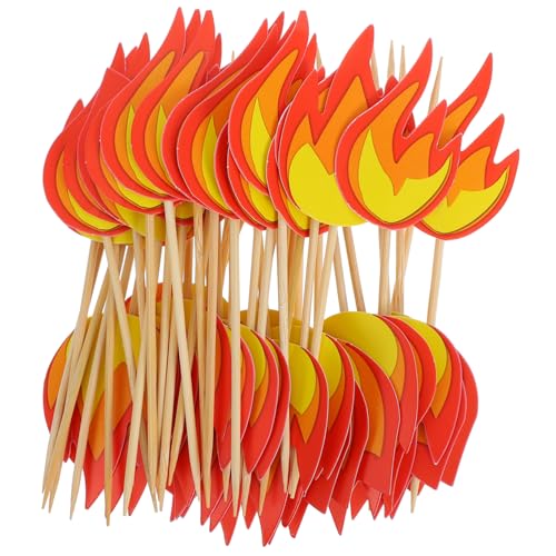 CAXUSD 50stücke Feuerwehr-thema Cupcake Picks Essbare Dekorationen Für Geburtstagsfeiern Kreative Flammen-cake-topper Für Kuchen Muffins Und Desserts von CAXUSD