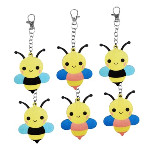 CAXUSD 6 Stück Holz Bienen Schlüsselanhänger Cartoon Biene Schlüsselring Geschenk für Schulkinder Tasche Deko Party Favors Holz und Metall Material CAXUSD 6 Stück Holz Bienen Schlüsselanhänger Cartoon Biene Schlüsselring Geschenk für Schulkinder Tasche Deko Party Favors Holz und Metall Material von CAXUSD