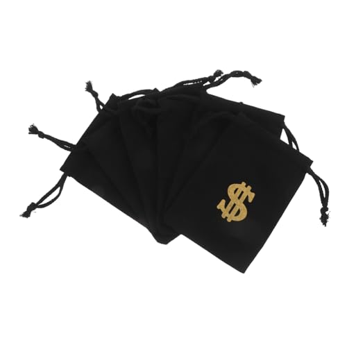 CAXUSD 6 Stück -Symbol Stoffbeutel Kleine Kordelstring -Taschen geldbörse tasche Geschenkbeutel für die Hochzeit kleine Stofftaschen Geldbeutel Bettwäsche aus Baumwolle Schwarz von CAXUSD