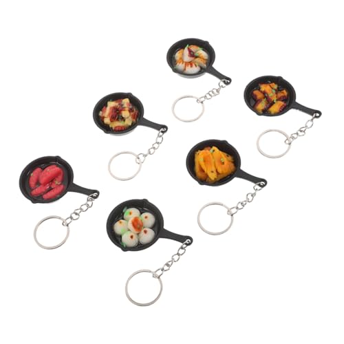 CAXUSD 6 Stück Teiliges Mini-food-schlüsselanhänger Realistischen Pfannen-charms Niedliche Bag-charms Lustige Schlüsselanhänger für Taschen Party-deko und von CAXUSD