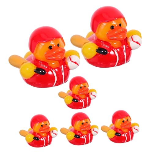 CAXUSD 6 Stück Winterente Statue Baseball Enten für Autos Baseball Ducks Miniatur-Tierfiguren kleine Tierfiguren Miniaturpuppenhaus Enten Basketball winzige Figuren Harz rot von CAXUSD