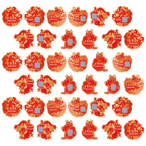 CAXUSD 64st Lotteriekarte „Jahr des Drachen“. Karte Abrubbeln Frühlingsfest Versorgung Chinesische Neujahrskarte Zum Rubbeln Ermutigungskarte Aufkleber Abkratzen Papier Gutschein Runden von CAXUSD