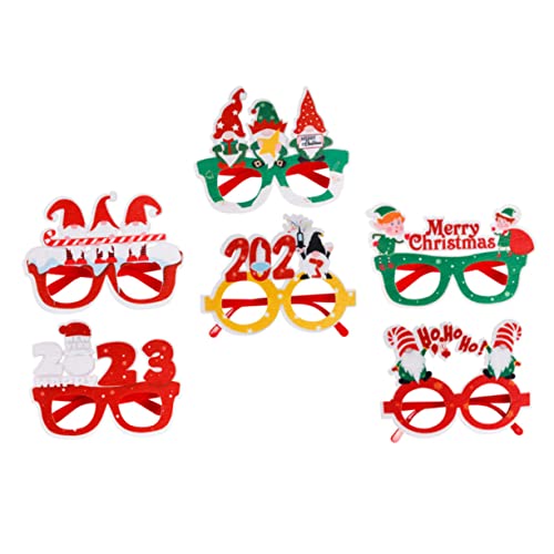 CAXUSD 6st 2023 Weihnachtsbrille Weihnachtsmütze Brille Neujahrsparty-brille Weihnachtsmann-ornament Party-sonnenbrillenrahmen Weihnachtsmann Brille Brillengestell Kind Blitz Filzstoff von CAXUSD