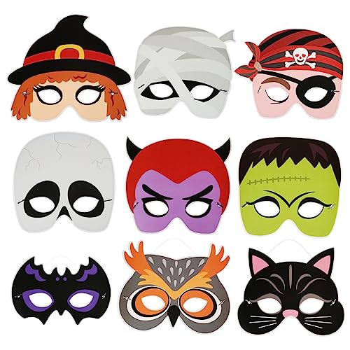 CAXUSD Halloween-Maske 9St Halloween-Masken 9-teiliges Set mit elastischer Kordel die Maske Halloween-Tiermasken halloween dekoration halloween-dekoration Maskerade-Maske Piratenkostüm von CAXUSD