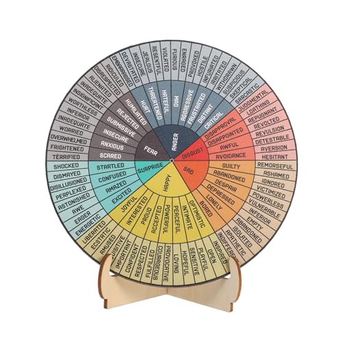 CAXUSD Psychische Gesundheit Ornamente Emotionsdiagramm Emotionscode -Diagramm -Poster Emotionale Scheibenverzierung Emotions Gefühle Rad Diagramm Poster Gefühlsrad Disc -emotionsrad Holz von CAXUSD