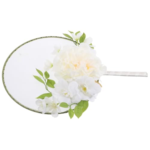 CAXUSD Traditioneller Chinesischer Runder Handfächer mit Quaste und Realistischer Blumenverzierung Großer Sommerlicher Fächer im Vintage stil Geeignet für Hochzeiten Partys und von CAXUSD