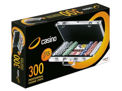 Cayro - Pokerchips Koffer - 300 professionelle Chips - Glücksspiele - Casino - Pokerkarten - Spiel mit Freunden und Familie von Cayro