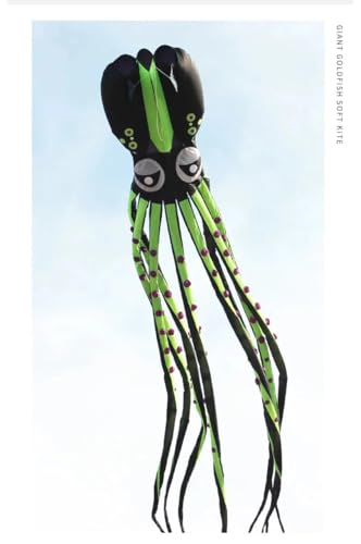 Großer Oktopus-Drachen, Fliegender weicher Drachen, Anzeigedrachen, aufblasbare Fallschirmdrachen, Showdrachen (Color : 20m Black Green, Size : Kite) von CAYUND