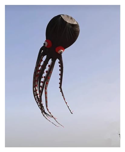Oktopus Drachen 12/20 m Oktopus-Drachen-Anhänger, Outdoor-Spiele-Drachen, Flugset, Kitesurfen, Windsack-Sport (Color : 12m, Size : Black) von CAYUND