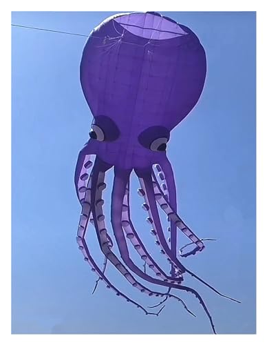 Oktopus Drachen 12/20 m Oktopus-Drachen-Anhänger, Outdoor-Spiele-Drachen, Flugset, Kitesurfen, Windsack-Sport (Color : 12m, Size : Purple) von CAYUND